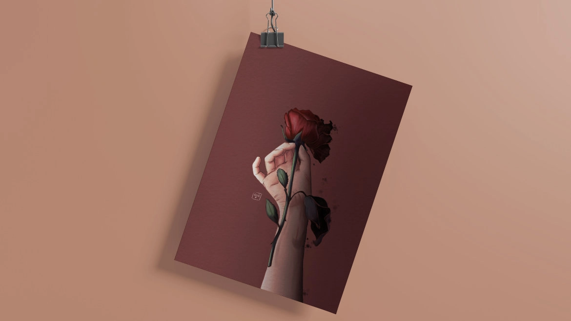 Mockup Affiche Main Rose