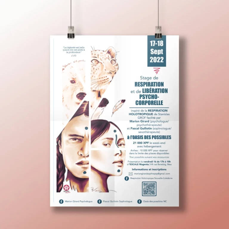 Graphisme Affiche Illustrations portraits amérindiens et animaux