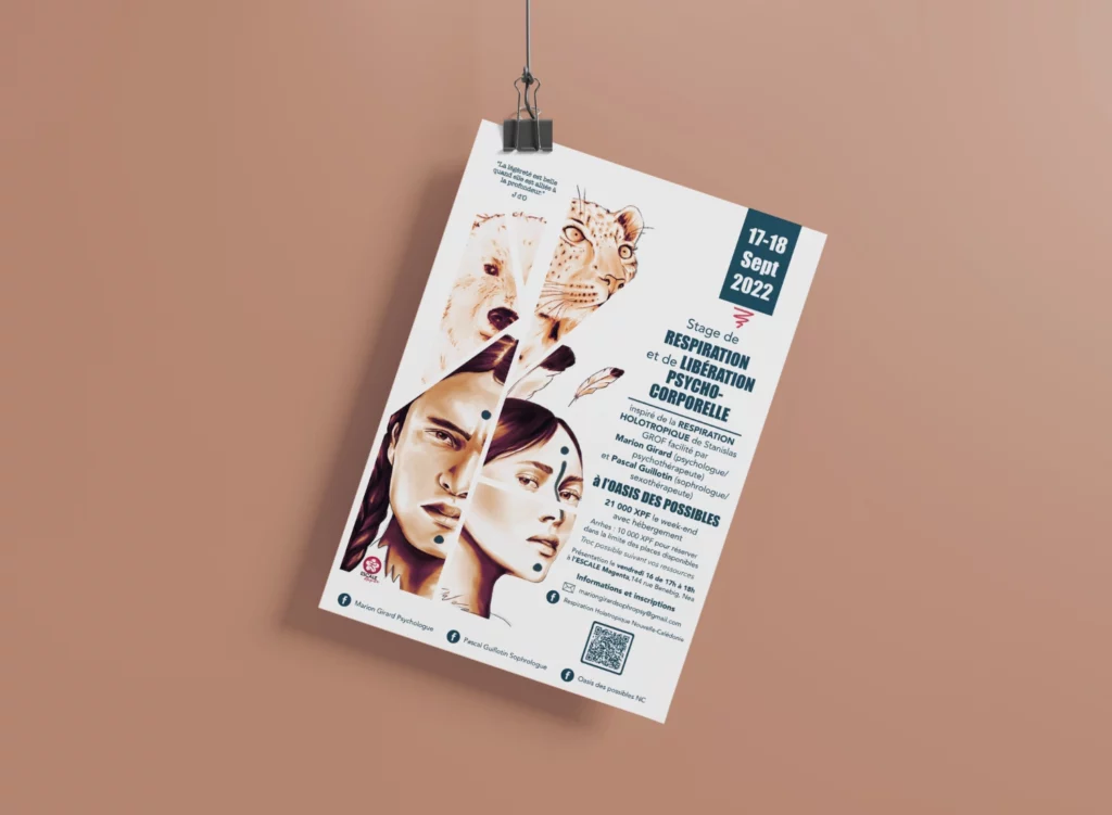 Graphisme Affiche Illustrations portraits amérindiens et animaux