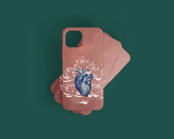 Coque illustrée Kintsugi Coeur réparé et lotus