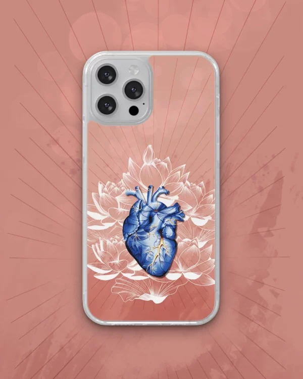 Coque illustrée Kintsugi Coeur réparé et lotus