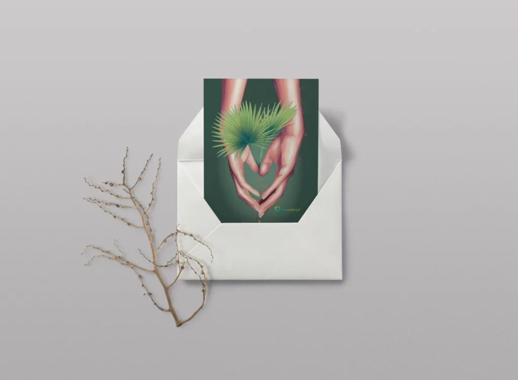 Enveloppe Carte Mains Palmier Eventail