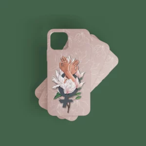 Coque illustrée Sororité Mains femmes et fleurs de magnolia