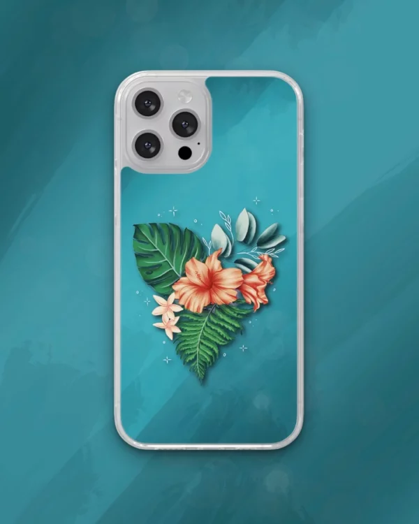 Coque illustrée Tropical Heart Flore tropicale en forme de coeur